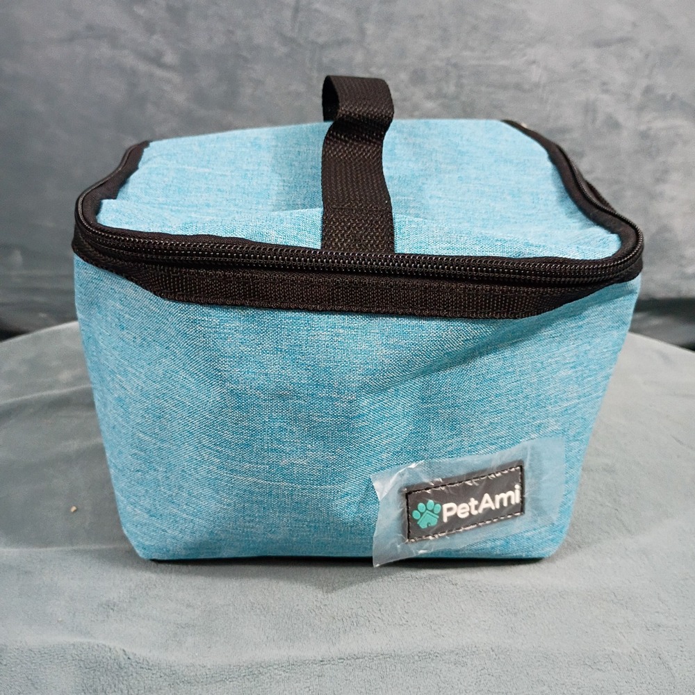 PetAmi Insulated Pet Food Travel Bag Blue Heathered Thermal Treat Carrier Bag